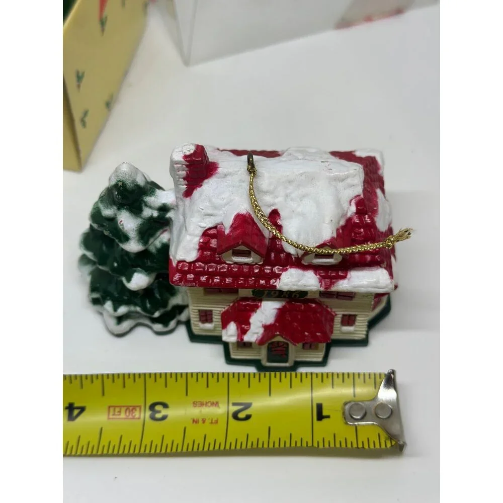 VTG 1986 Rex Lee New Home‎ Snowy Christmas Home Decor Ornament Miniature Holiday